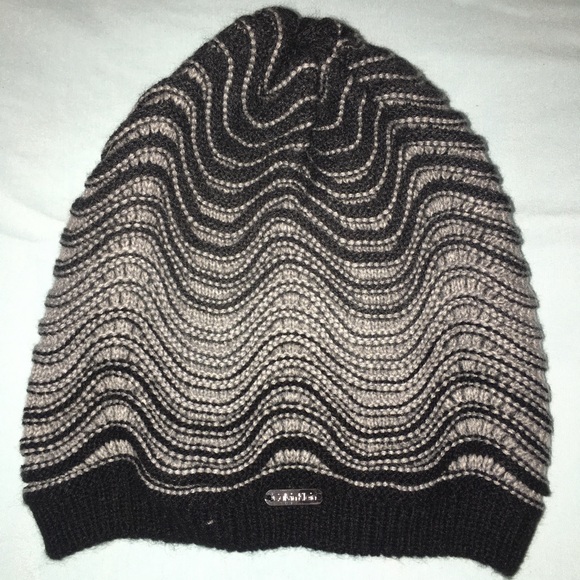 Calvin Klein Accessories - Calvin Klein Beanie Black Grey Stripe One Size